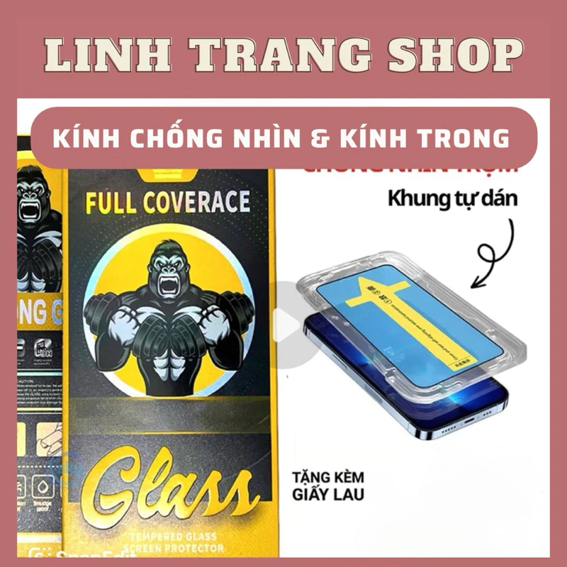 (Mua 5 giảm còn 17.900đ/Cái) Kính Cường Lực iPhone Chống Nhìn & Trong Suốt Viền Đen Dành Cho Iphone 17.16.15.14.13.12...