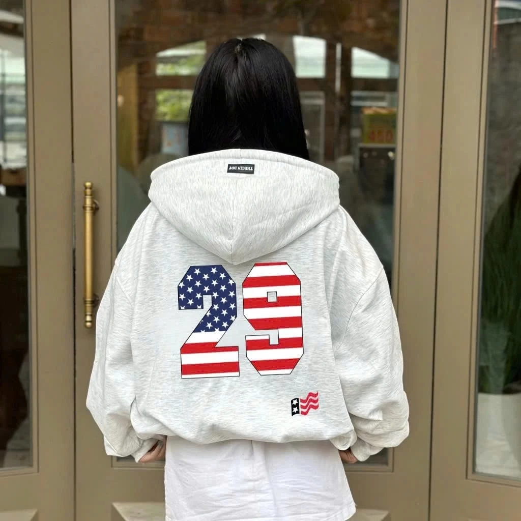 Áo Khoác Nỉ HOODIE Zip Số 29 phối Cờ Mỹ - Áo khoác Nam Nữ  form Boxy rộng mũ to Unisex