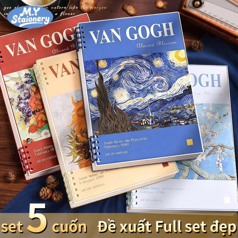 M.Y-Sổ còng Van Gogh 120 Trang 80gsm Kẻ Ngang Caro - Sổ Tập Học Sinh Van Gogh Tranh Sơn Dầu Phong Cổ Điển