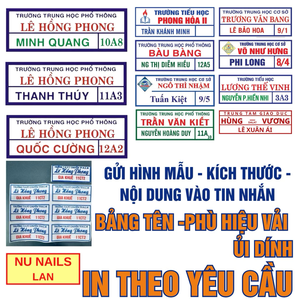 PHHS1 - Phù hiệu vải học sinh và bảng tên vải theo yêu cầu