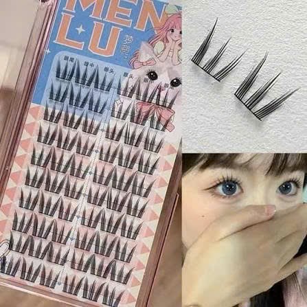 Mi giả cụm Menglu, lông mi giả tai thỏ, mỏng nhẹ tự nhiên