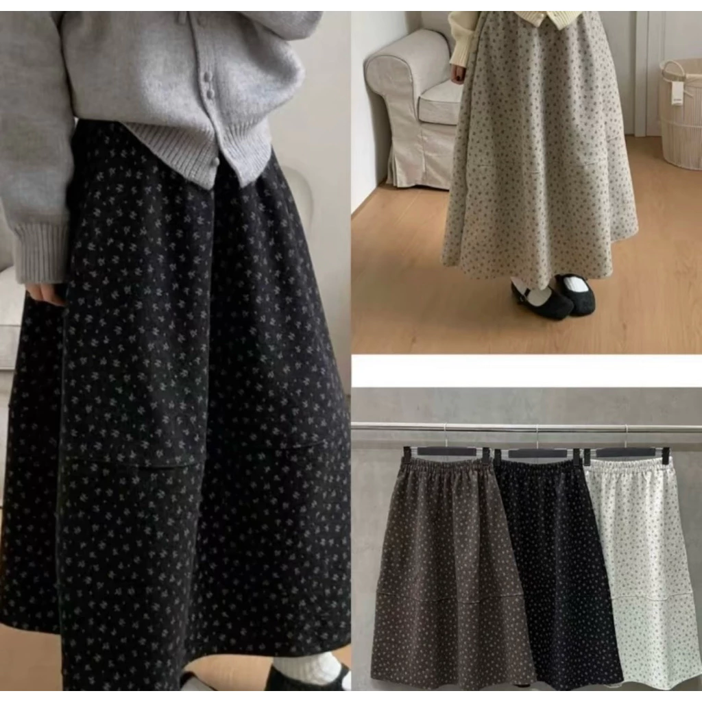 V56-[SANSAN]-Chân Váy Dạ Cừu Hai Tầng Hoạ Tiết Hoa Tigon Form Bồng Tự Nhiên-Dễ Mặc, Dễ Phối-Nhẹ Nhàng, Nữ Tính-Hottrend