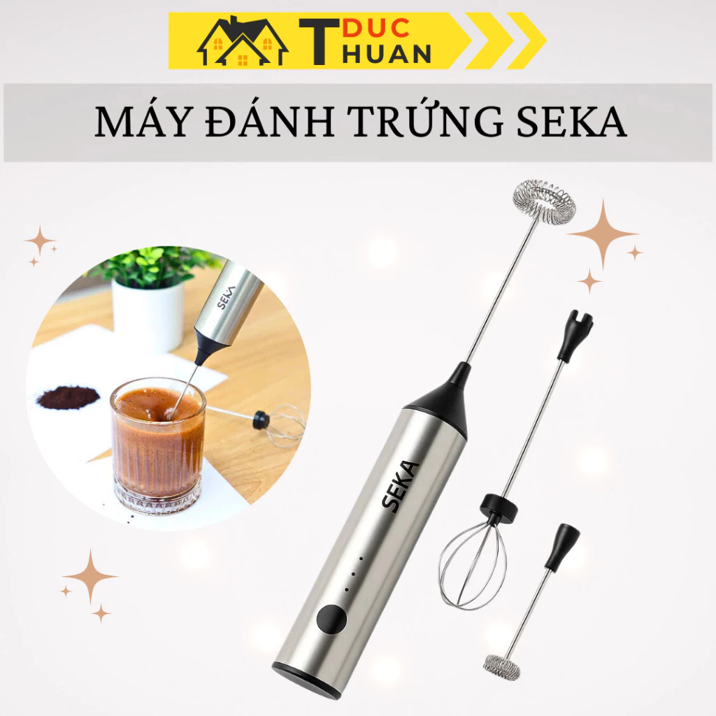 Máy đánh trứng SEKA, máy tạo bọt cà phê thiết kế nhỏ gọn 2 đầu đánh - DT HOME
