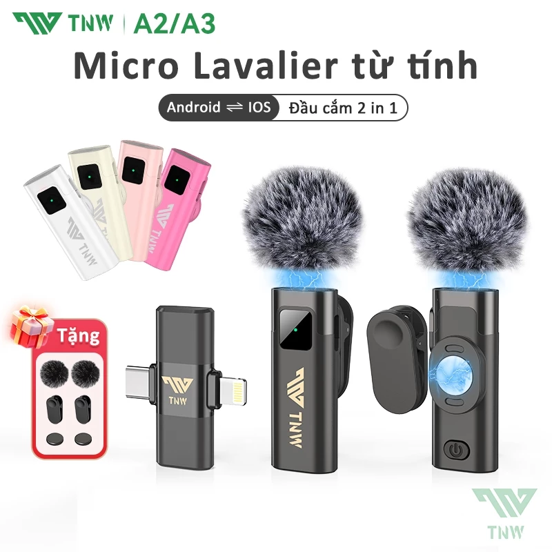 TNW A2/A3 Micro Thu Âm Không Dây Cài Áo Mic Thu âm livestream 2 Trong 1 micro không dây Micro Lavalier Không Dây