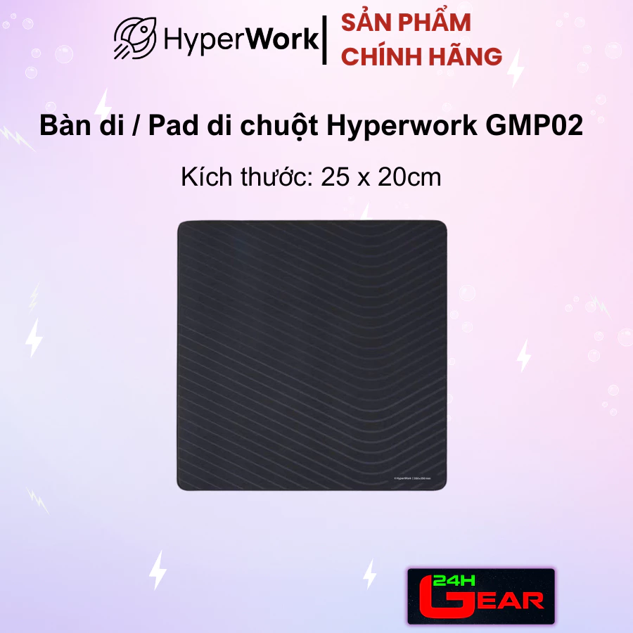Pad / Bàn di chuột Hyperwork GMP02 (25x20cm) Chống Trượt & Chống Nước- Chính Hãng