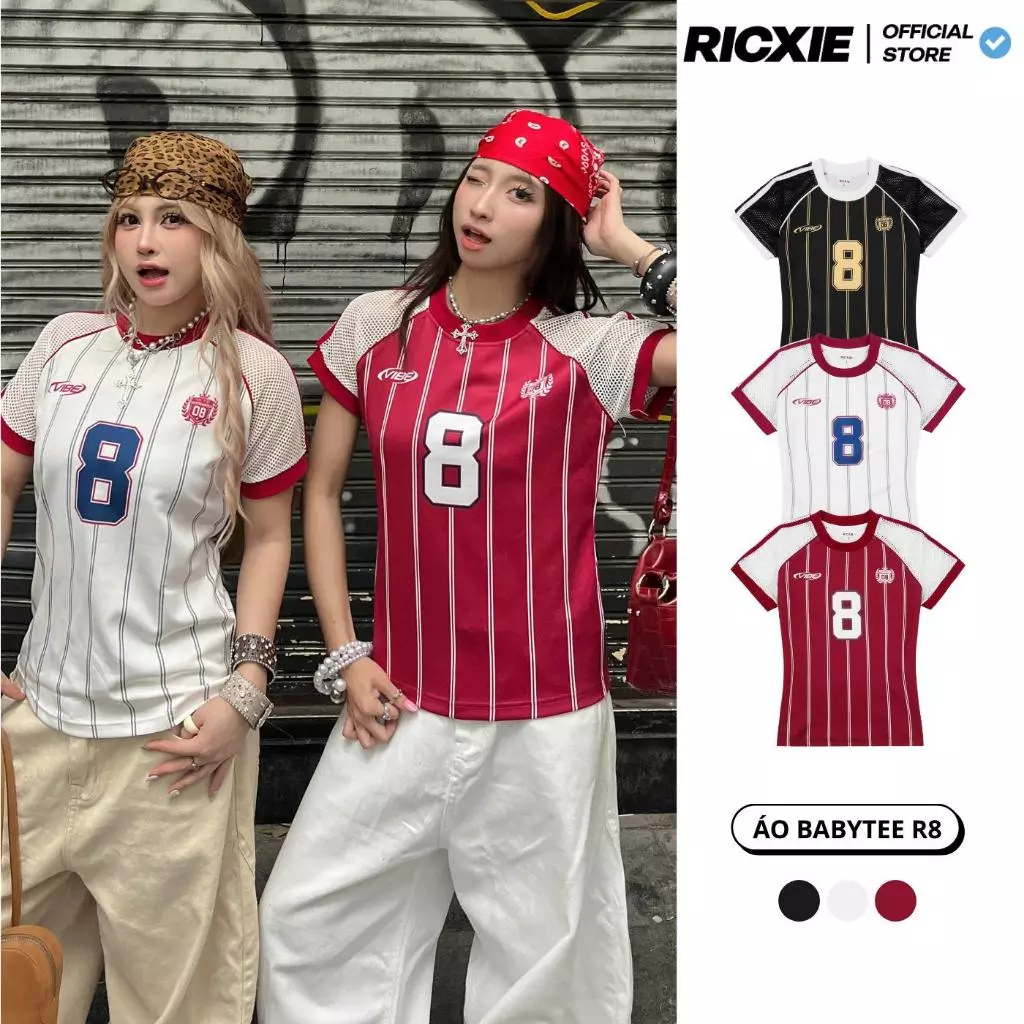 Áo BabyTee R8 RICXIE Tay Phối Lưới Cho Nữ Form Baby Tee Nhiều Màu Top Nữ Women