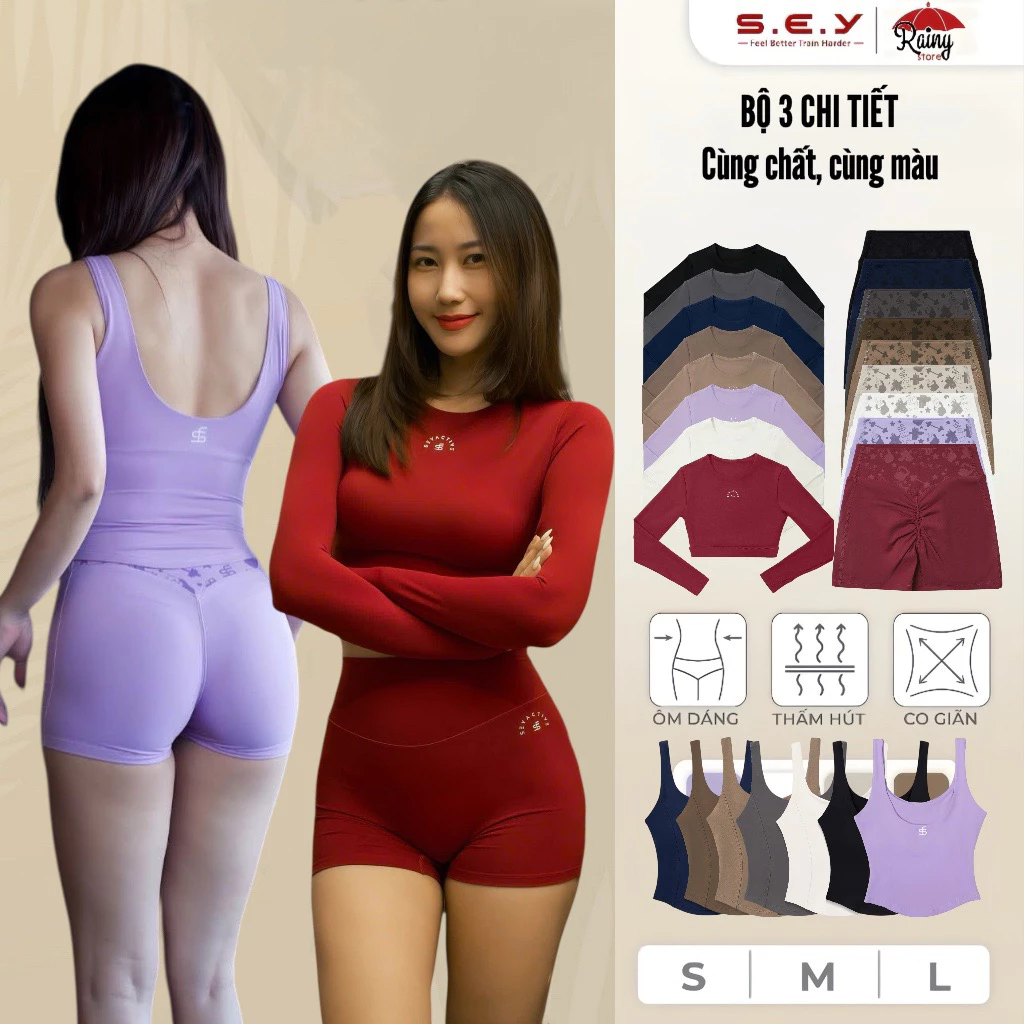 [ CHÍNH HÃNG S/M/L ] Tách Lẻ SEY Reform Crop/ Quần Đùi SEY Graphic/ Áo SEY Halter Tank Cùng Chất, Cùng Màu Tập Gym