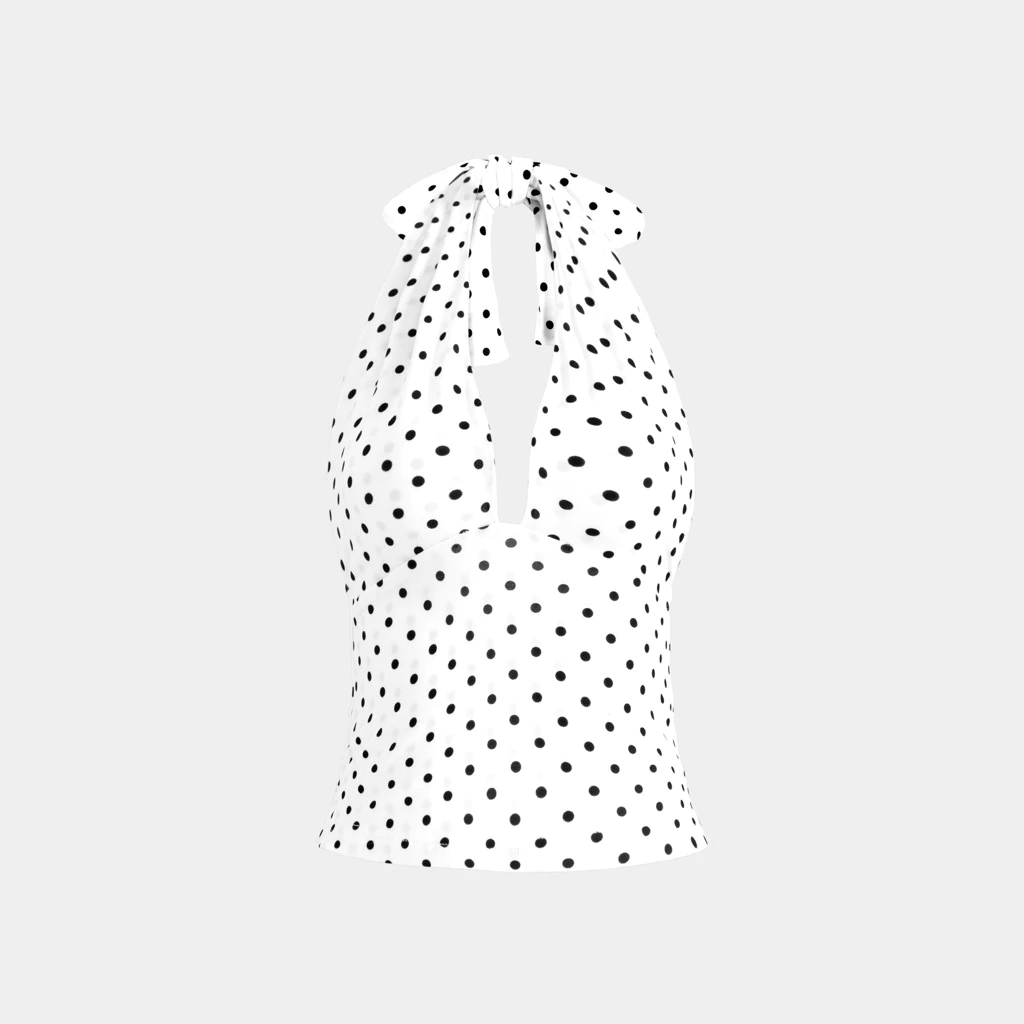 ( DOTTY DARLING-M04 ) Áo chấm bi cột nơ hai lớp kiểu dáng dễ thương, chất vải thoáng mát | BAHYCHIC
