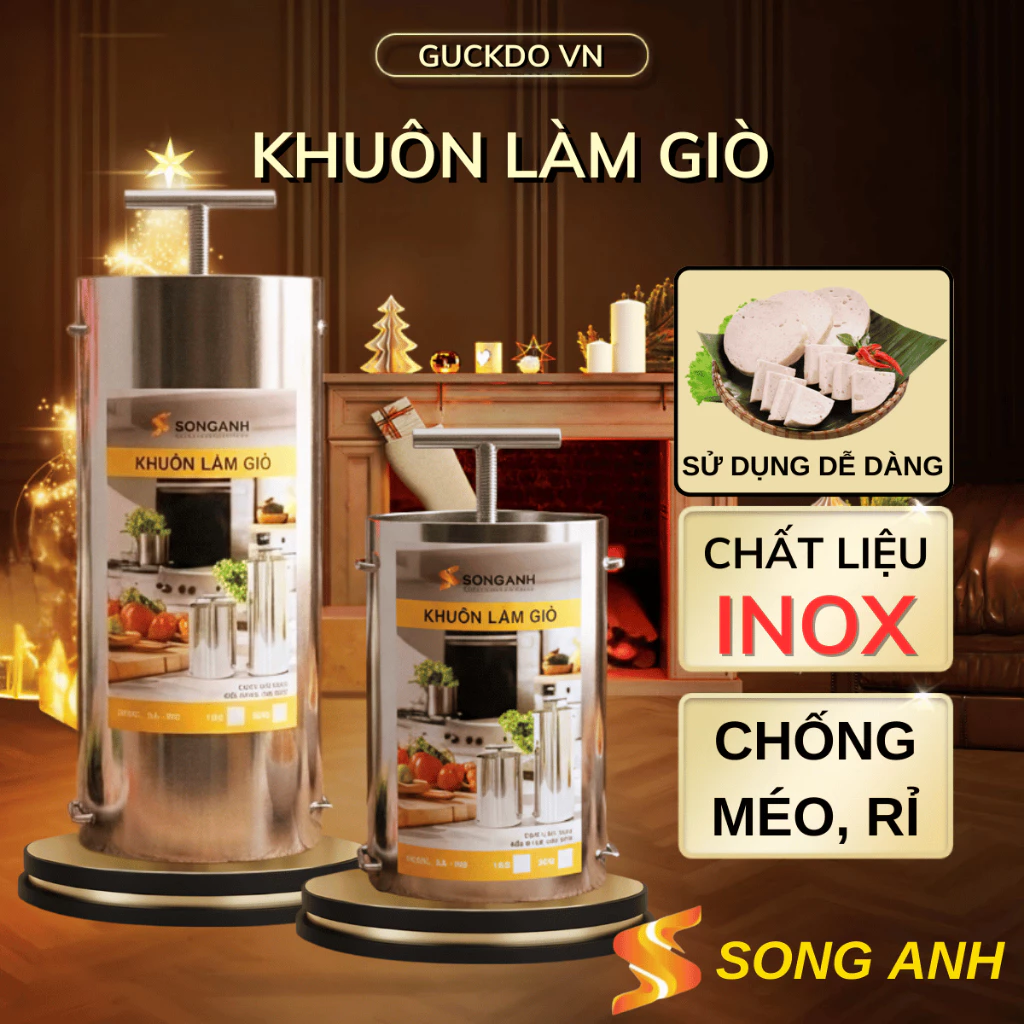 Khuôn làm giò Song Anh chất liệu inox chống han rỉ móp méo, khuôn giò 1-2kg làm giò cực tiện lợi