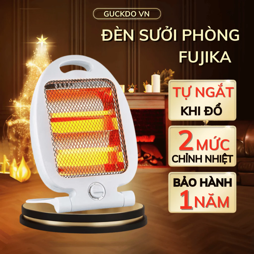 Đèn sưởi, máy sưởi Fujika công suất 800W làm ấm tức thì, tự ngắt khi đổ cực an toàn chống cháy nổ
