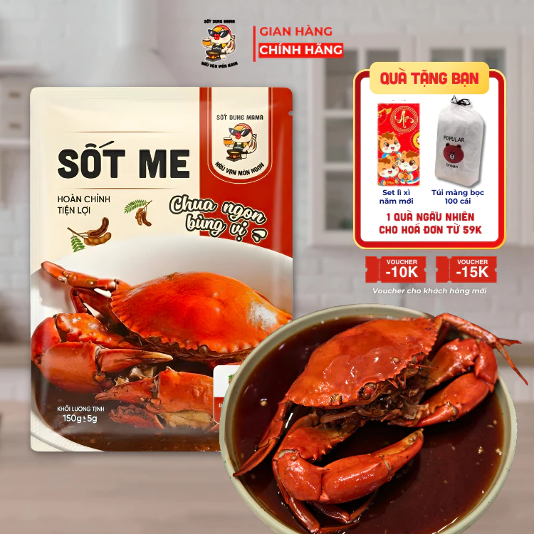 Sốt Me Chua Ngọt Dung Mama gia vị hoàn chỉnh dùng cho các món ướp, xào hải sản, cua, thịt, cút lộn