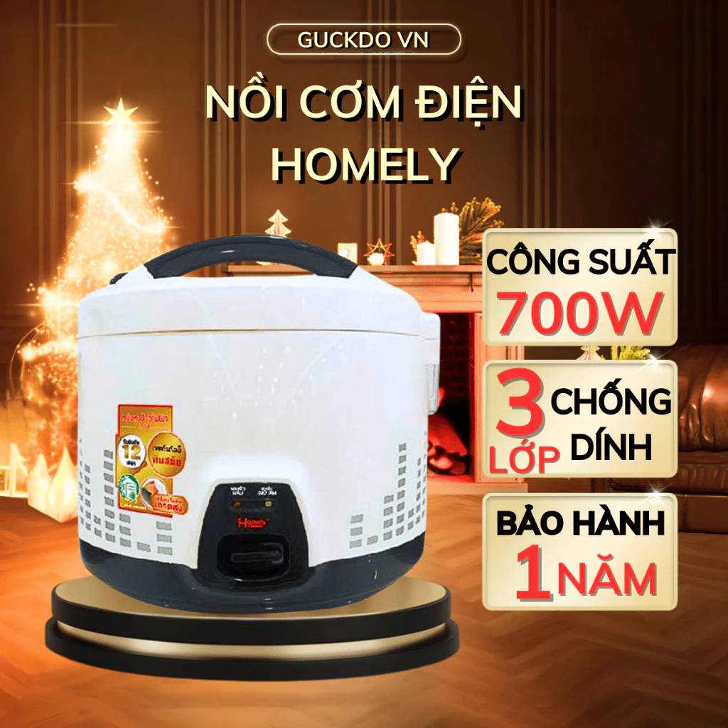 Nồi cơm điện Homely HL 008 công suất 700W dung tích 1.8L lòng nồi giữ ấm siêu lâu -Bảo hành 12 tháng