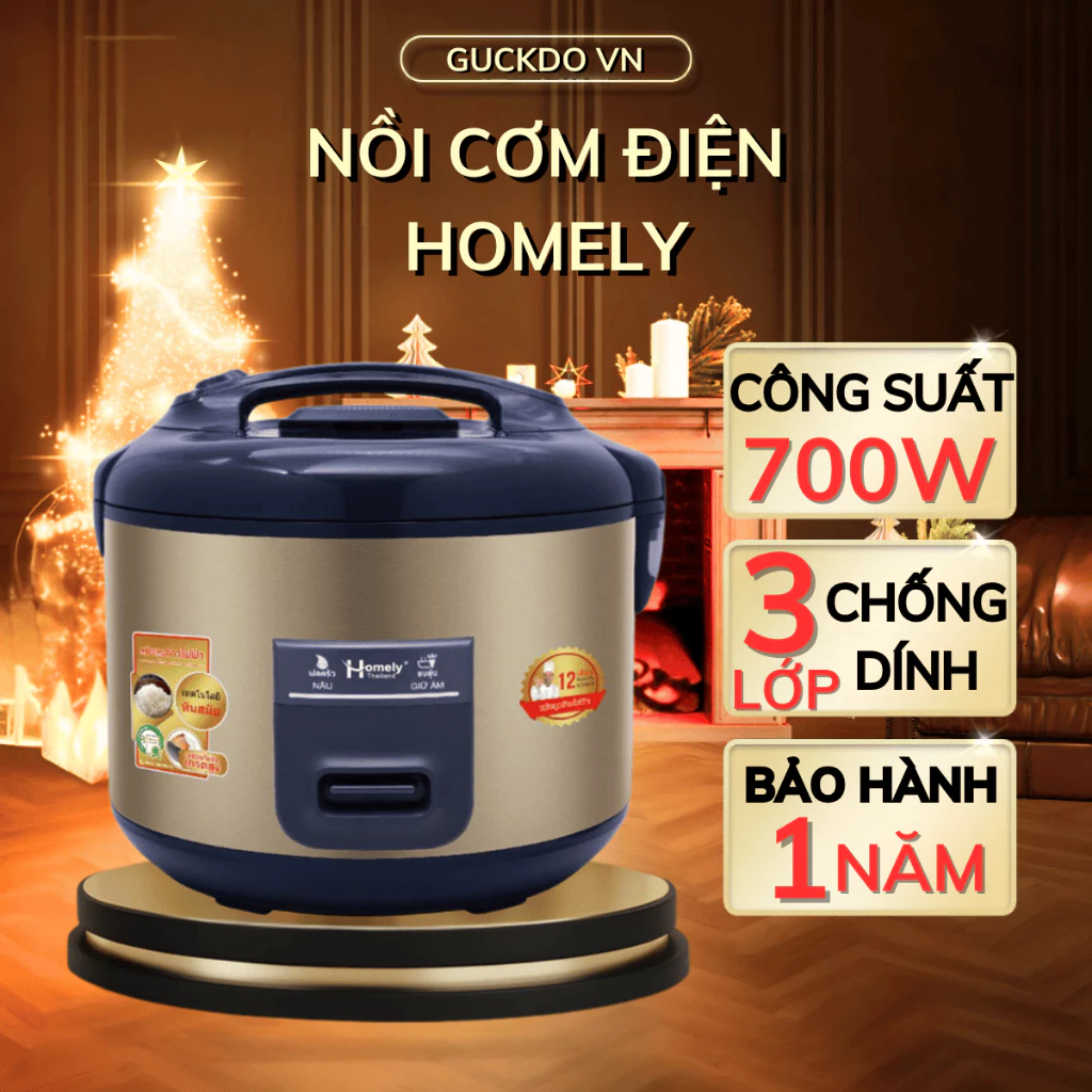 Nồi cơm điện Homely HL-36 công suất 1200W dung tích 3.2L lòng nồi siêu dày chống dính, giữ nhiệt lâu