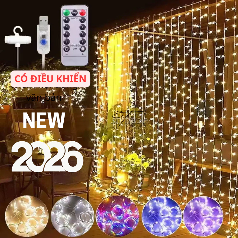 Đèn rèm LED 3*3M Điều khiển từ xa đa năng chống nước USB Fairy Light Đám cưới Giáng sinh Năm mới Đèn dây trang trí phòng