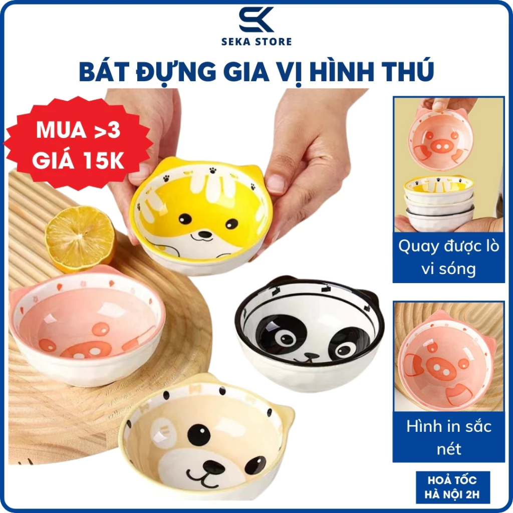 Bát Đựng Gia Vị Hình Con Vật Đáng Yêu, Bát sứ đựng gia vị ngộ nghĩnh, Bát Ăn Dặm Cho Bé