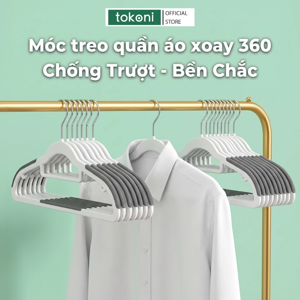 COMBO 30 Móc Treo Quần Áo Xoay 360 JYoohome Móc Phơi Đồ Đa Năng Chống Nhăn Chống Trượt Hiệu Quả