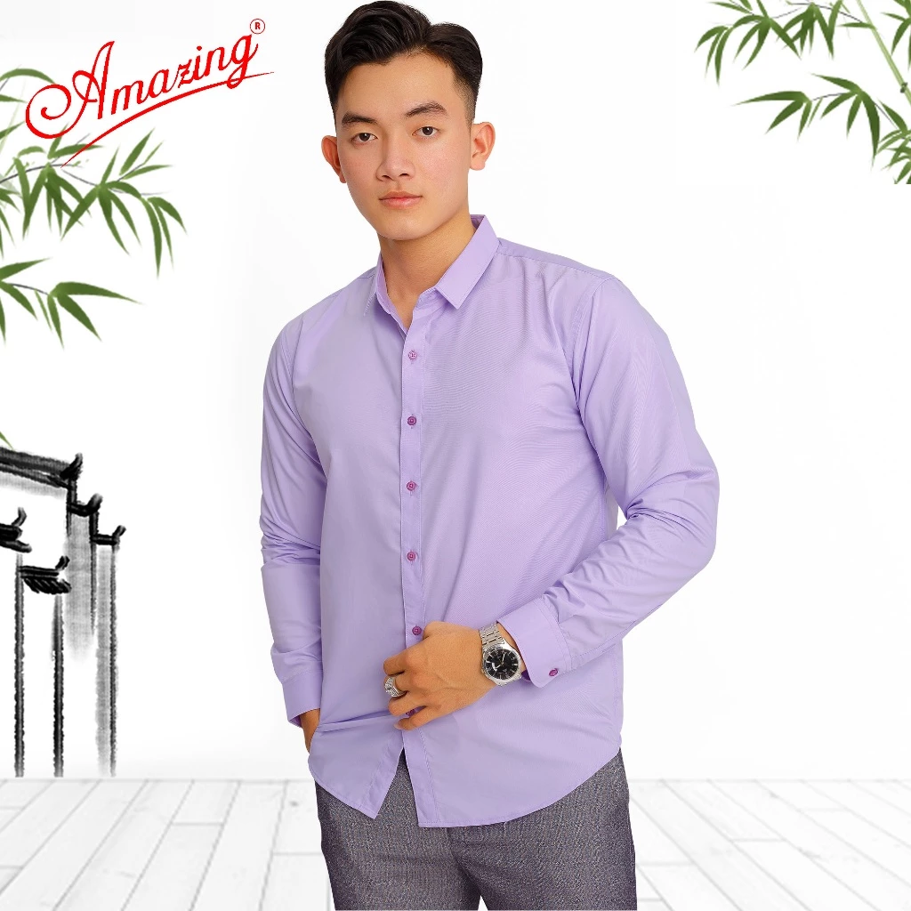 Áo sơ mi nam Amazing màu, form body Hàn Quốc, chất vải bamboo siêu mềm mướt, dài tay, vạt bầu