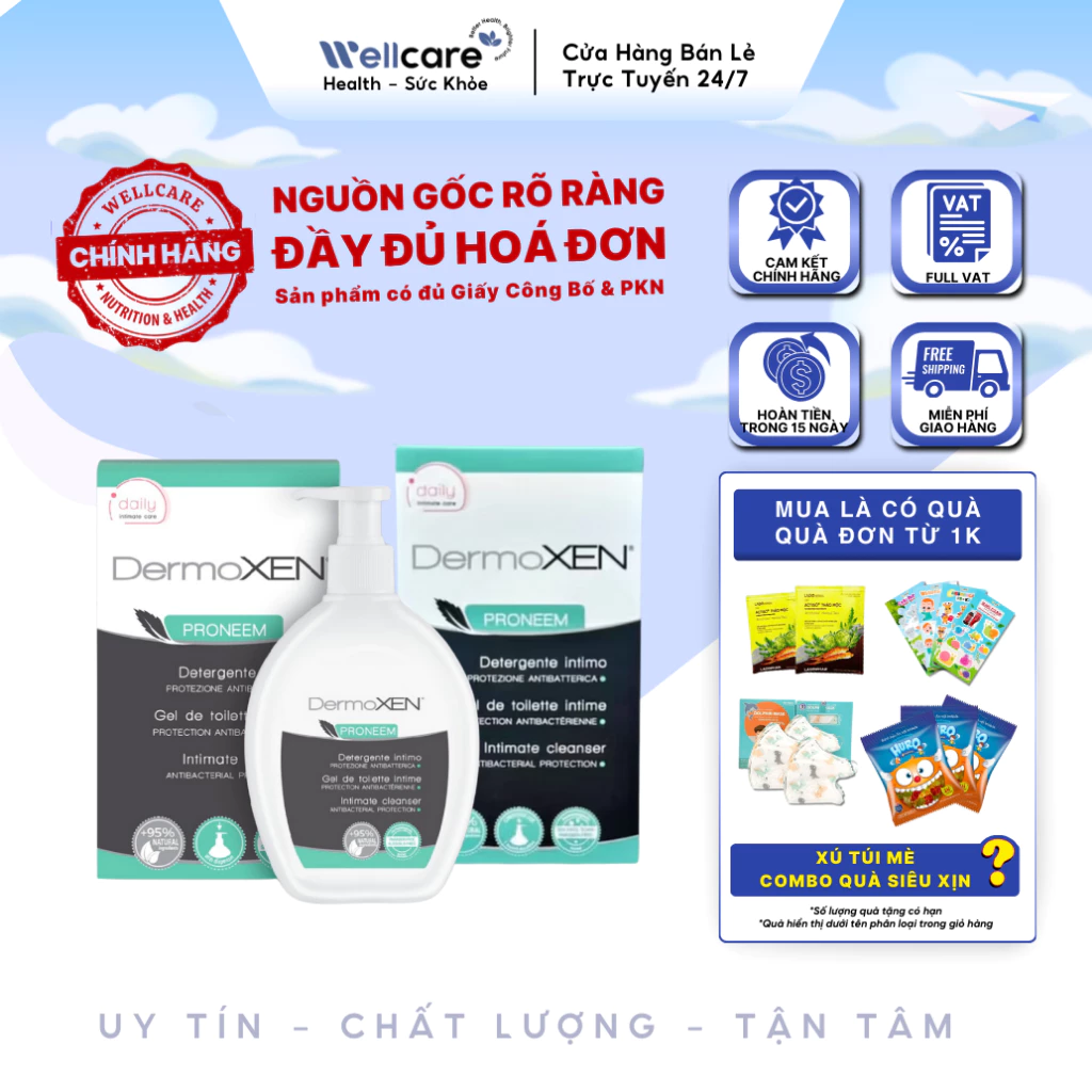 [✨CHÍNH HÃNG] Combo 2 Dermoxen PRONEEM Dung dịch vệ sinh chai 200ml - ngăn ngừa nhi.ễ.m khu.ẩ.n cho phụ nữ