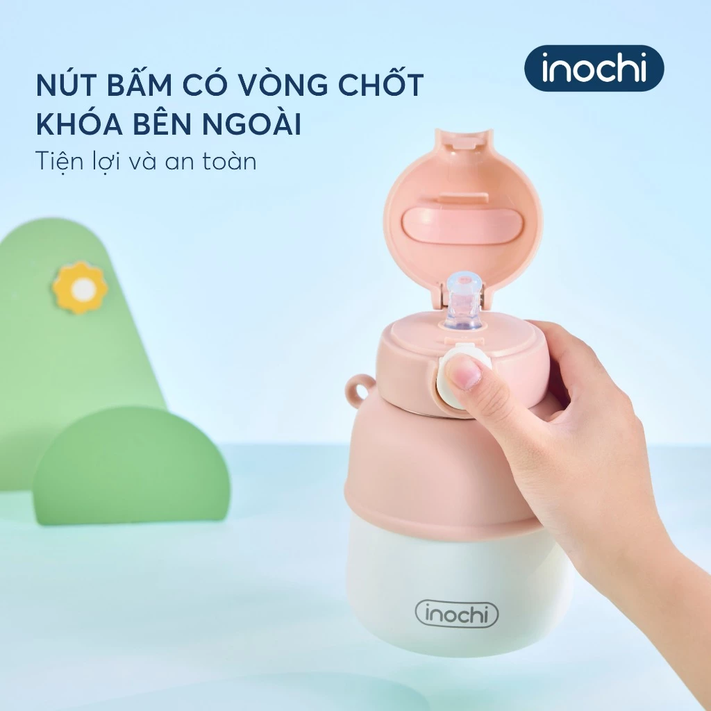 [KHẮC TÊN] Bình Giữ Nhiệt Inochi FUJI BEAR, Thép Không Gỉ 316  Cao Cấp. Giữ Nhiệt Tốt Đi Kèm Ống Hút