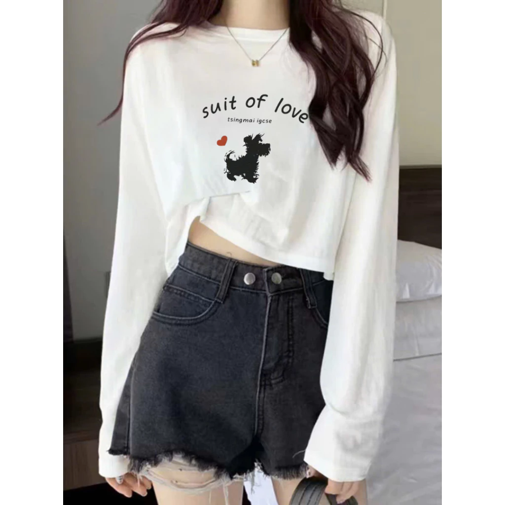 Áo thun nữ dài tay dáng lửng MENINA, áo thun tay dài nữ chất xược dáng lửng thời trang.