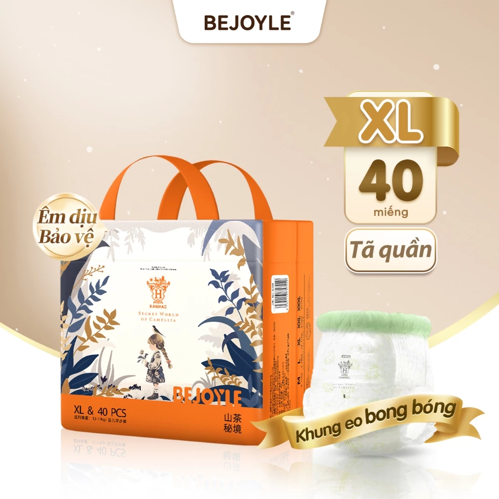 Hanmac Bỉm Bejoyle Tã Quần size S/M-XXXL, dòng Camellia Essence, eo mềm, khô thoáng, siêu mỏng cho trẻ sơ sinh