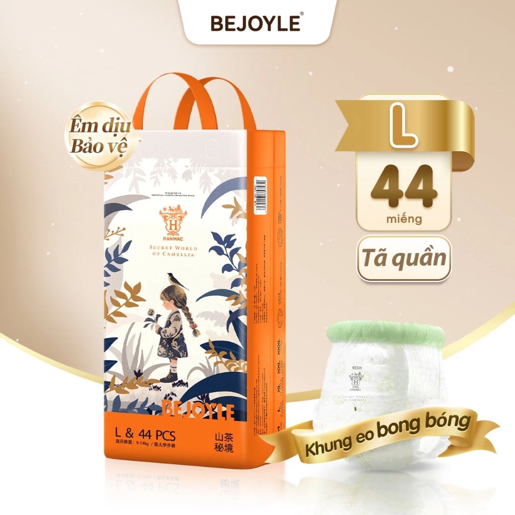 Hanmac Bỉm Bejoyle Tã Dán Tã Quần size S-XXXL 50 miếng Dòng sản phẩm Camellia Essence Eo mềm chất lượng cao Khô siêu mỏ