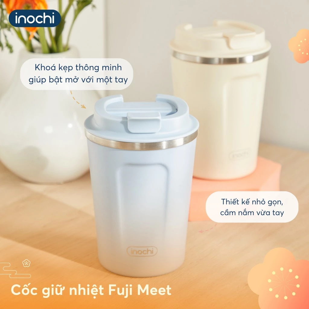 Cốc Giữ Nhiệt Inochi FUJI MEET, Thép Không Gỉ 316 Chính Hãng Cao Cấp. Thiết Kế Nhỏ Gọn Giữ Nhiệt Tốt. KHẮC TÊN + ICON