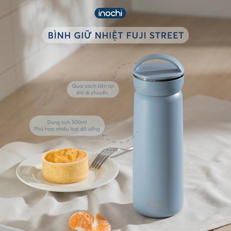 [KHẮC TÊN] Bình Giữ Nhiệt Inochi FUJI STREET, Thép Không Gỉ 316 Chính Hãng Cao Cấp. Giữ Nhiệt Tốt