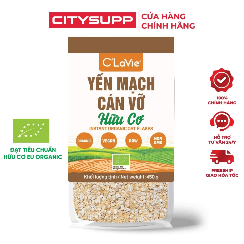 Yến Mạch Cán Vỡ Hữu Cơ C'Lavie (200g, 450g) Giàu Chất Xơ, Thuần Chay Tốt Cho Sức Khỏe | CitySupp