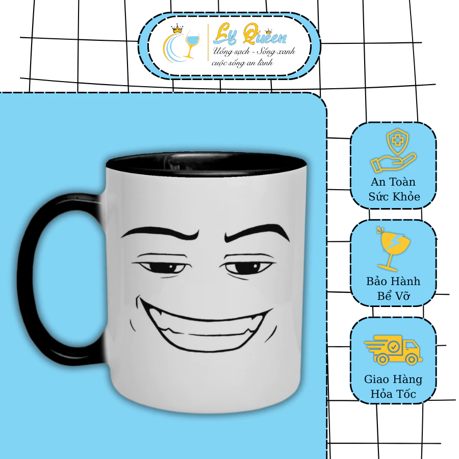 Cốc In Hình Mặt Cười. LY QUEEN Quà Tặng Ý Nghĩa, Ly Sứ Roblox 330ml In Hình Hài Hước Cute