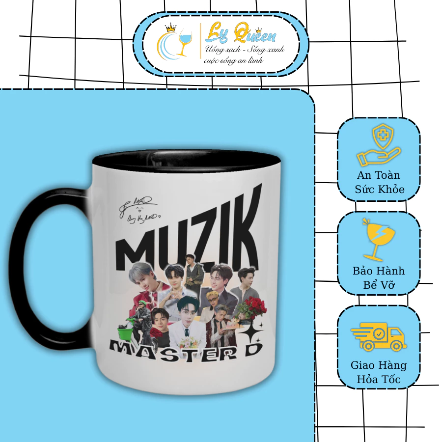 Cốc Quang Hùng MasterD. LY QUEEN Quà Tặng Cho Các Muzik 330ml Ly Sứ In Hình Cao Cấp, Bền Màu