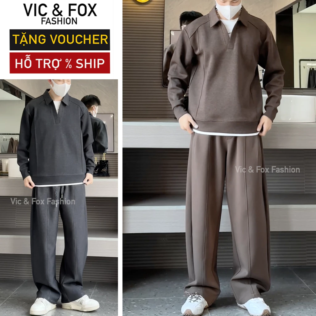 Bộ nỉ nam thu đông FOX|  Bộ thể thao nam dài tay Big Size 115kg|  Đồ bộ nam nỉ Hàn Đanh-Dày-KHÔNG XÙ