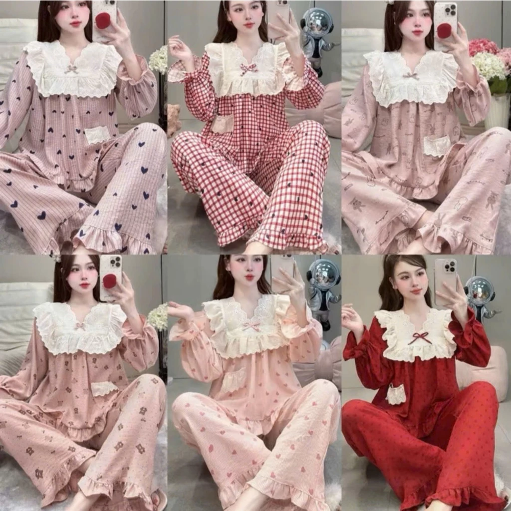 Bộ Đồ Ngủ Nữ Pijama Chất Liệu Đũi Mây Siêu Mềm Mịn Kiểu Dáng Thoải Mái Cho Nữ