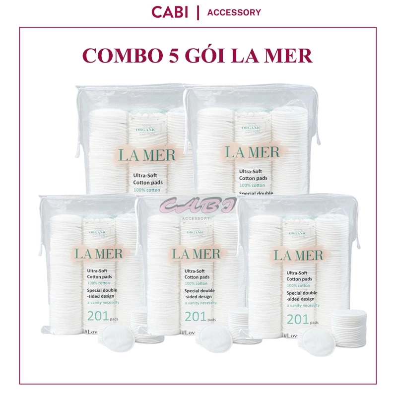 CB71 - (COMBO 3 - 5 GÓI) Bông Tẩy Trang LAMER Chính Hãng 201 Miếng 100% Sợi Cotton Tự Nhiên, Mềm Mịn