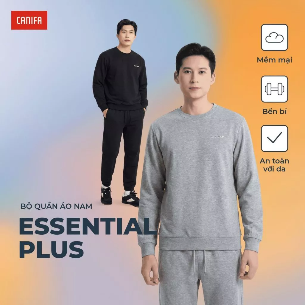 [ GIÁ ĐỘC QUYỀN] Bộ quần áo nỉ nam CANIFA có hình in 8ST25W007
