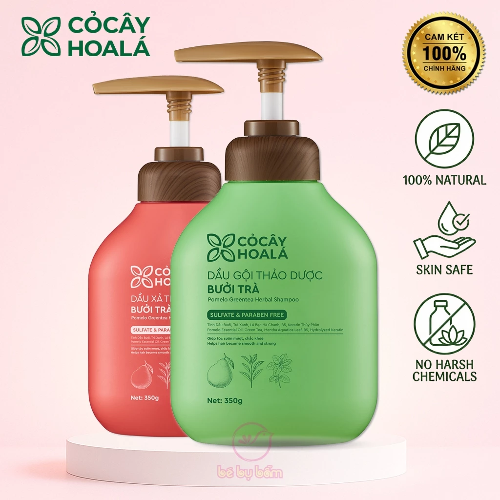 🌸 Dầu Gội Và Dầu Xả Thảo Dược Trà Bưởi Cỏ Cây Hoa Lá – Giảm Rụng Tóc Hiệu Quả – Mỹ Phẩm Tự Nhiên