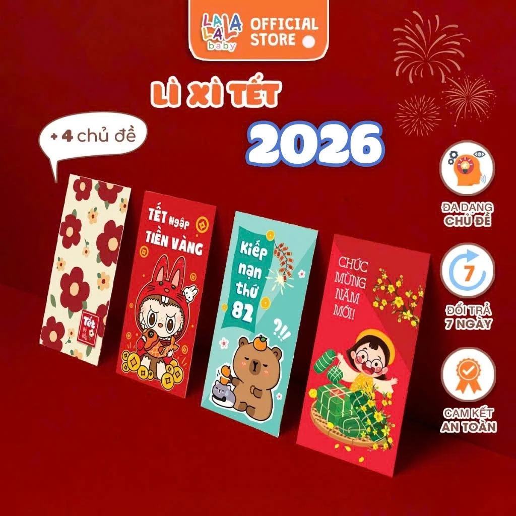 Lì xì Tết 2026 Đồ chơi giấy thủ công phong bao mừng tuổi Xuân Bính Ngọ đón may mắn của Lalala baby