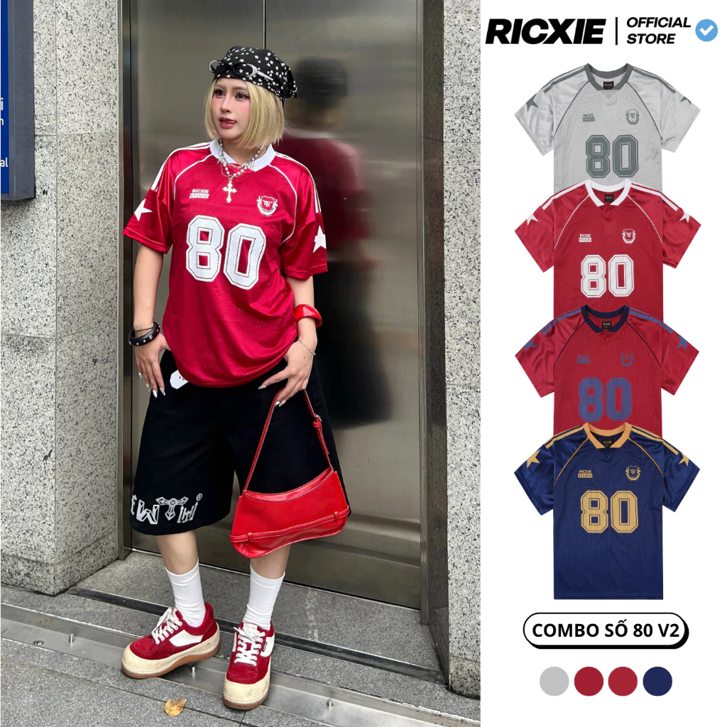 Combo 2 Áo Thun Ricxie Ver 2 Lưới Nam Nữ Số 80 Phiên Bản Mới - Được chọn size
