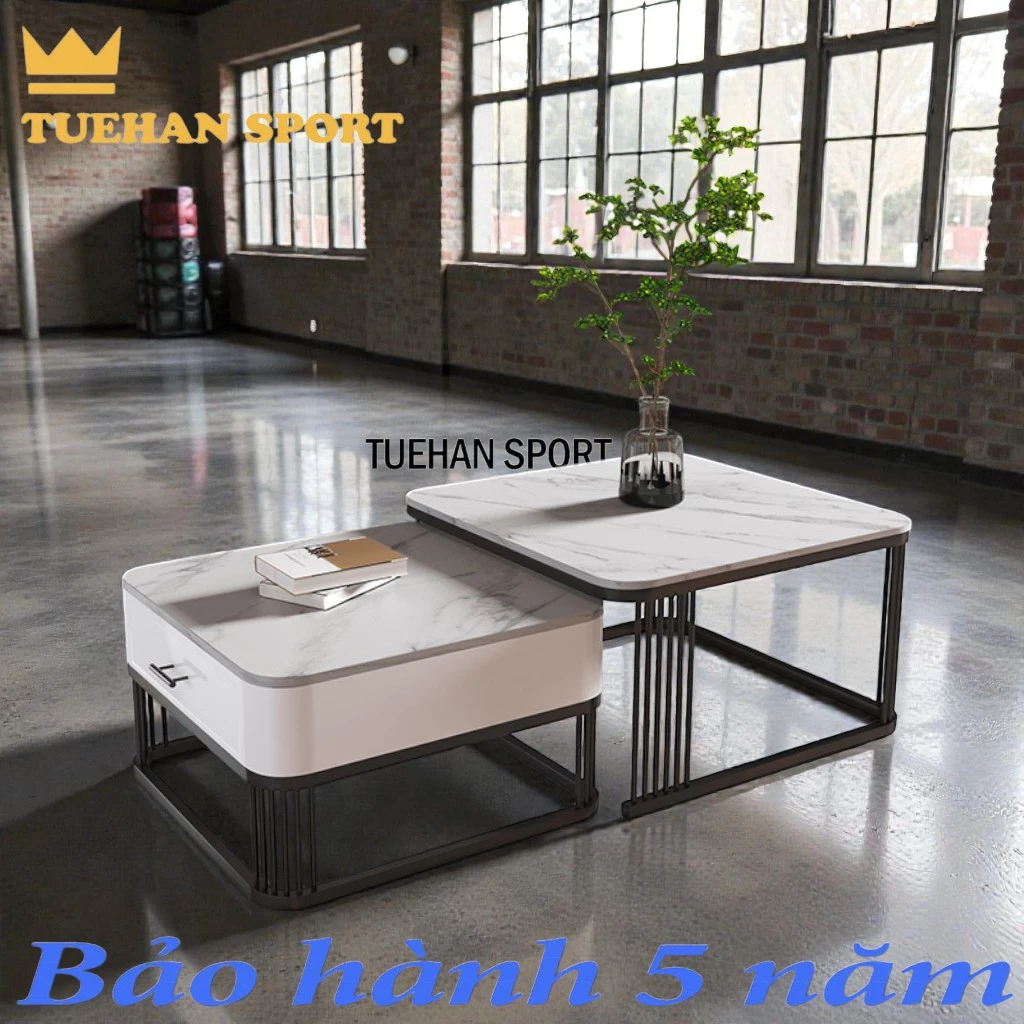 Bàn trà đôi vuông xếp gọn A10 phong cách tối giản bàn cafe trang trí gia đình đẹp,