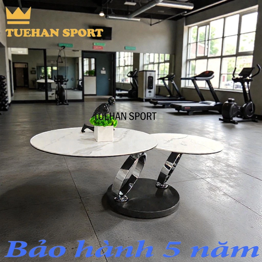Bàn Sofa Tròn Xoay  – Mặt Đá Ceramic Cao Cấp, Thiết Kế Lệch Tâm Tiết Kiệm Diện Tích Chung Cư