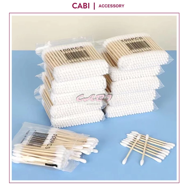 CB73- [COMBO 10] Túi Zip 100 Que Tăm Bông Ngoáy Tai Thân Gỗ Thân Thiện với Môi Trường