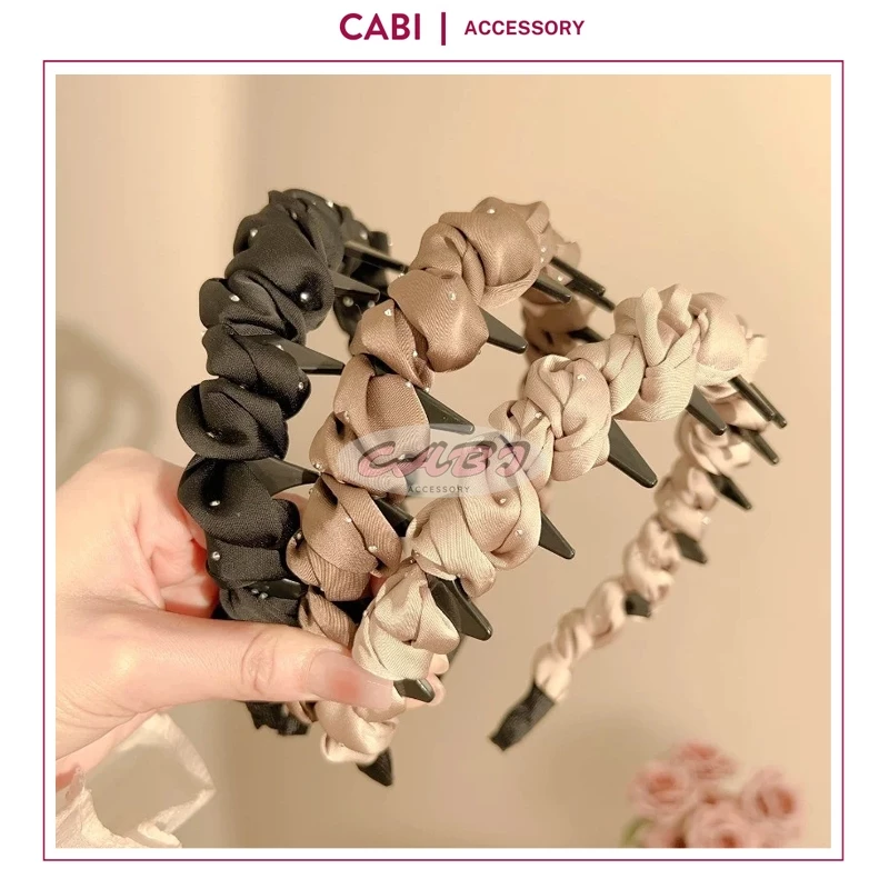 CB75 - Bờm/Băng đô xược xoắn chống trượt vải Satin cao cấp Đính Đá cho nữ