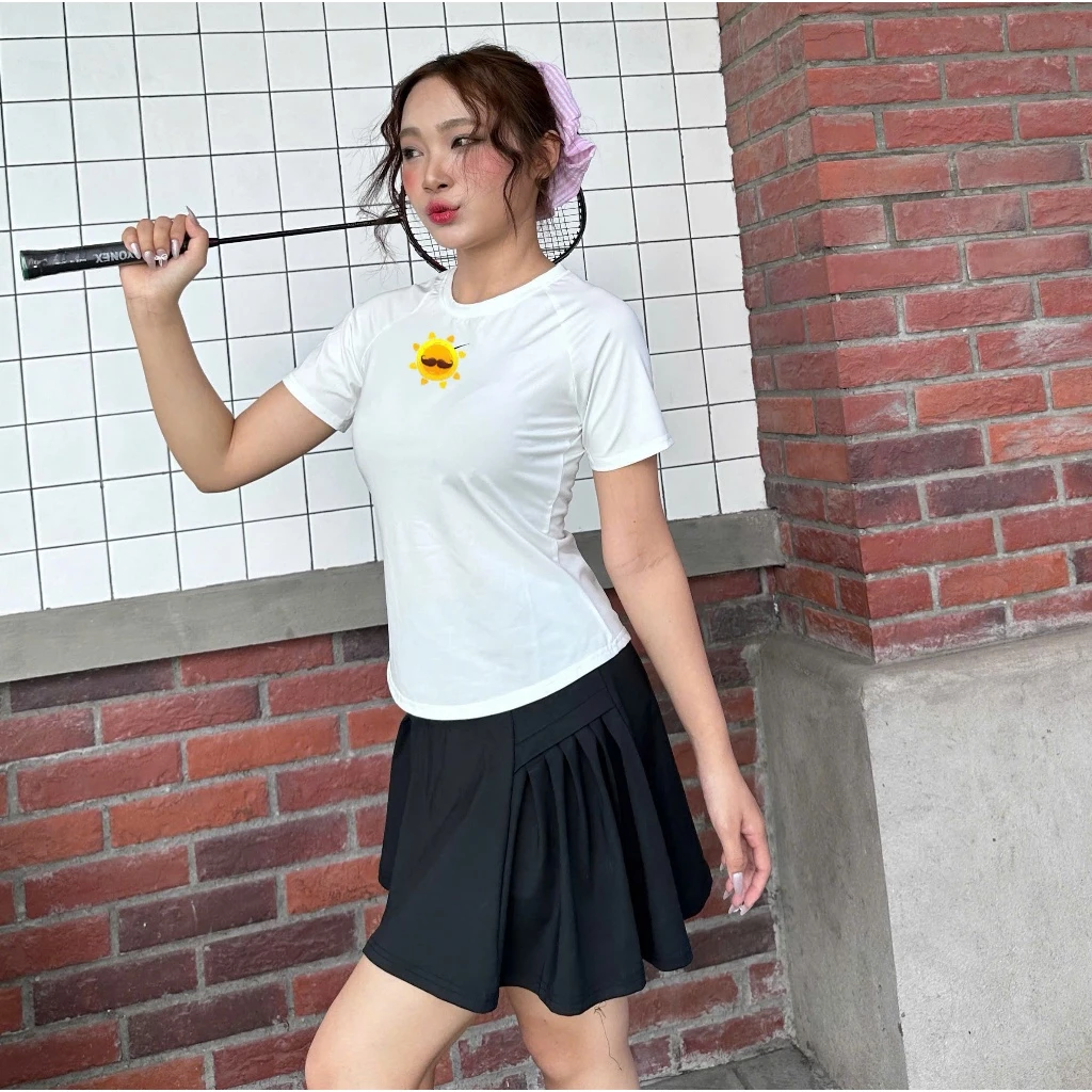 [Xả kho] Áo thun thể thao nữ cổ tròn,vạt bầu , poly lạnh 4 chiều hàng loại I cao cấp đủ size M - 2XL(40-75kg)