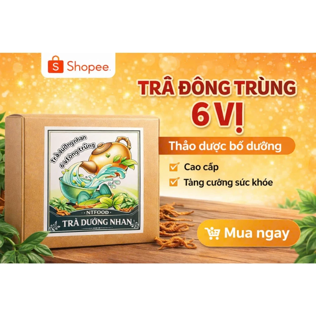 {Quà tặng biếu} 30 gói Trà dưỡng nhan 6 vị đông trùng hộp cao cấp tặng táo đỏ tân cương