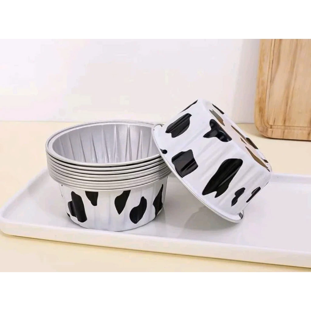 Sét 100 Chén bạc Tròn Hoạ Tiết Bò Sữa, KHÔNG KÈM NĂP Dung Tích 125ml- Kích Thước 8 x 6 x 3cm