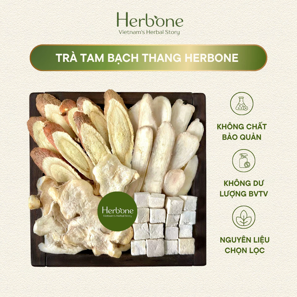 Trà Tam Bạch Thang HERBONE Hỗ Trợ Trắng Da, Hồng Hào, Căng Mịn, Ngừa Lão Hoá