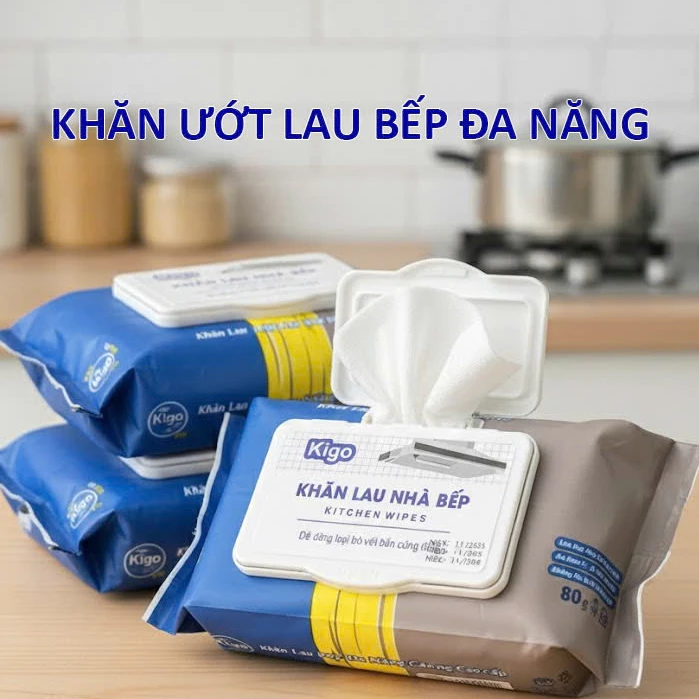 Thùng 10 gói khăn lau bếp kigo hương chanh thơm mát 80 tờ/ 1 gói hàng đủ loại 1