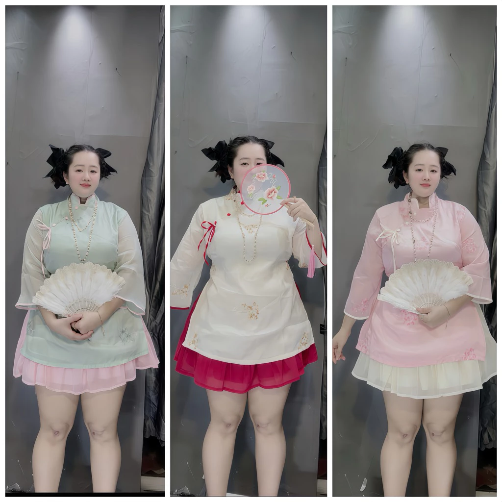 [ bígsize 60-90kg] Set cách tân áo+ váy mơi 532