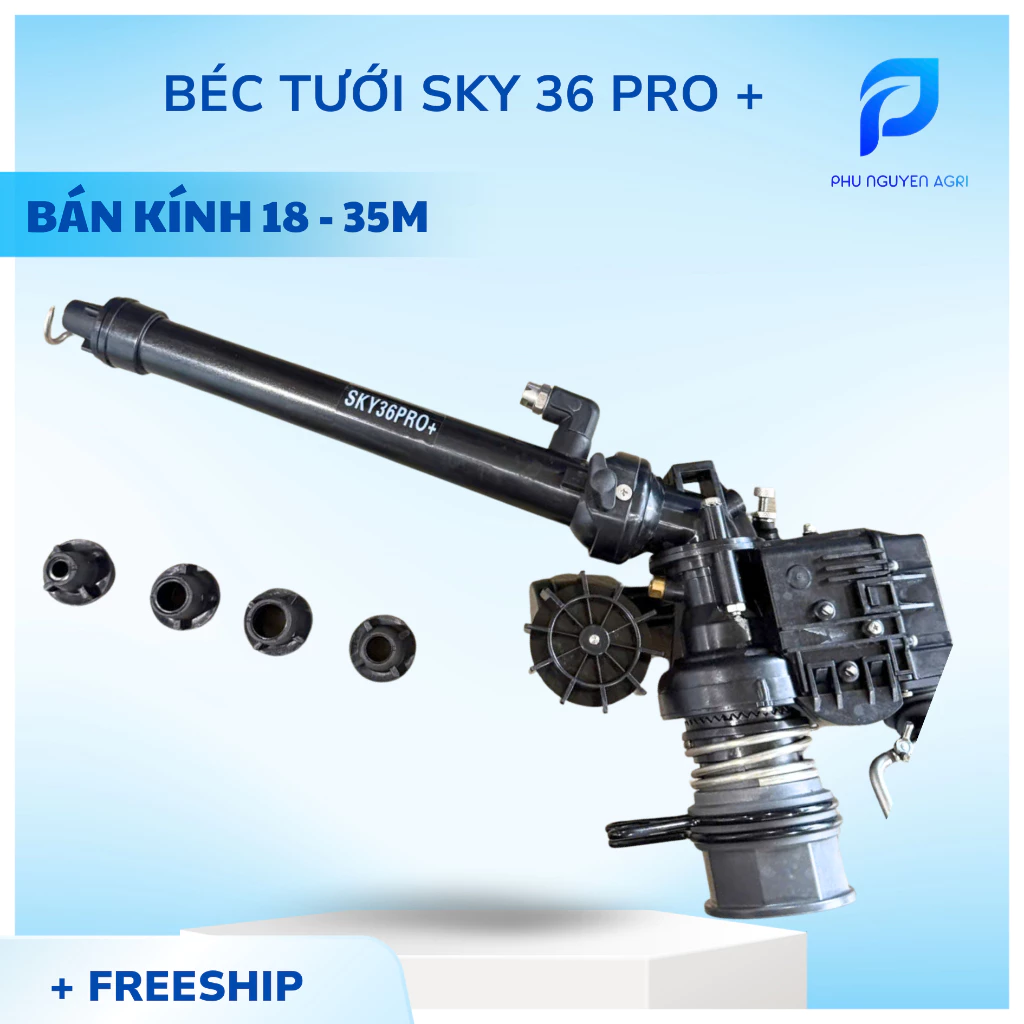 Béc Tưới Sky36 Pro+ - Bán Kính Lớn 18-35m - Tưới Cà Phê, Cây Ăn Trái