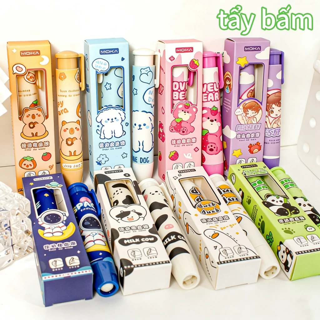 Tẩy Bấm Hình Thú Hoạt Hình - Không Vụn, Không Vết - Chuyên Dùng Cho Thi Cử Và Vẽ-Quà Tết
